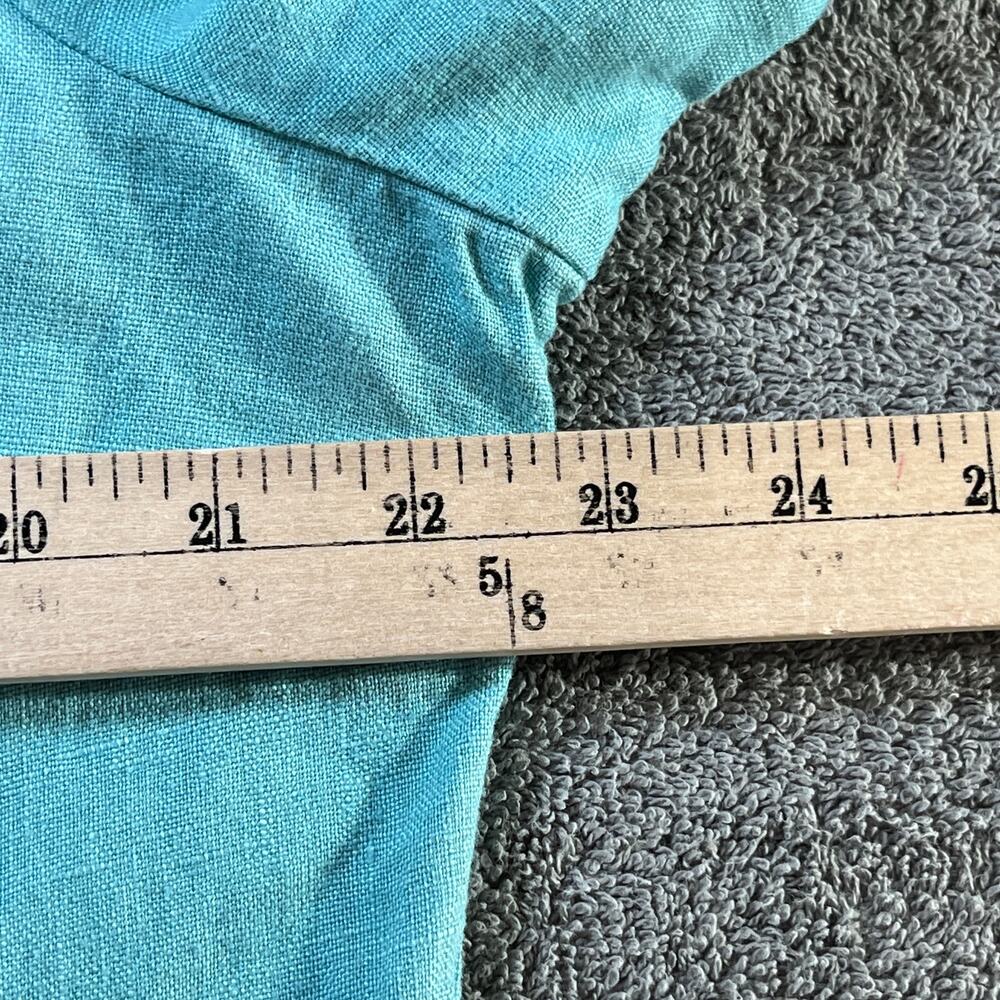 Hot Cotton Top Womens Large Green Linen‎ 3/4 Sleeve Tunic Tie Neck Casual Travel - Picture 9 of 9